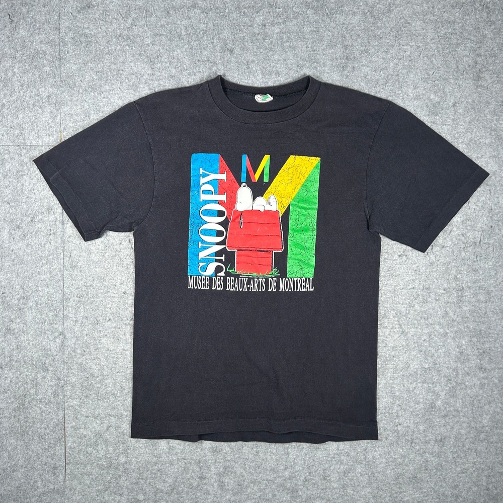 Vintage Snoopy T Shirt Mens Small Black Musee Des Beaux-Arts De Montreal Peanuts